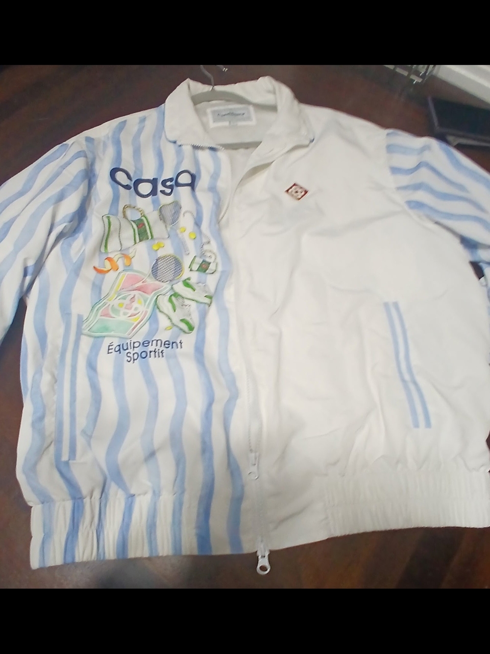 Casablanca Striped Shellsuit Nylon Track Jacket White Blue Mens XL - Picture 9 of 11